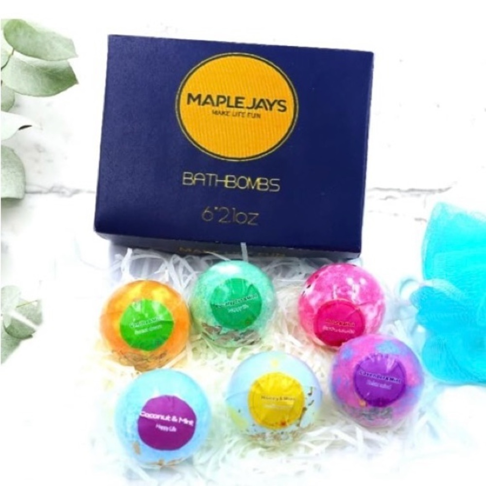 #147-NWT-MAPLE JAYS BATH BOMBS & CASA VIDA AFRICAN NET SPONGES - Picture 4 of 8